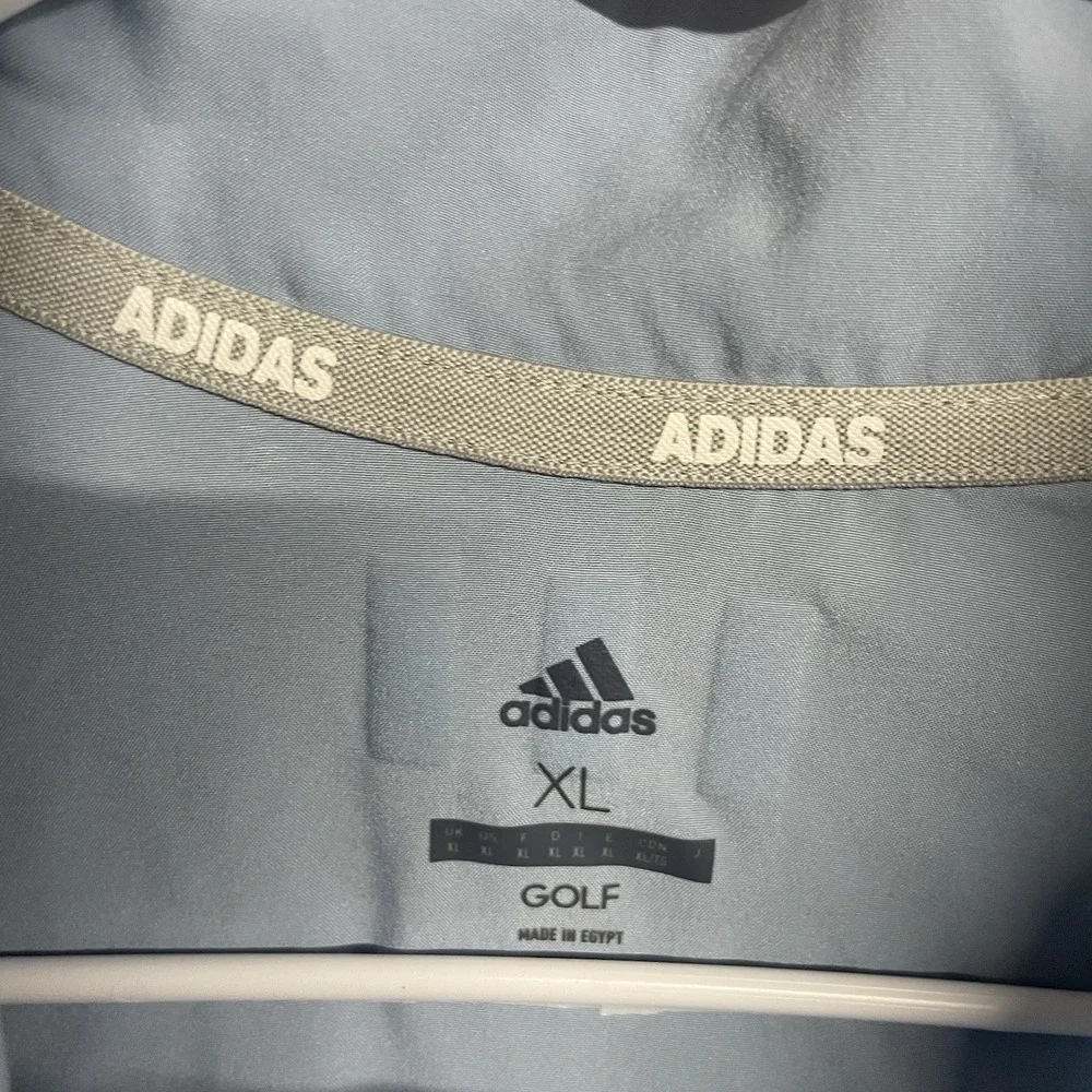 Adidas Golf Men's XL Blue Grey Full Zip‎ Windbreaker Jacket Coat Pockets